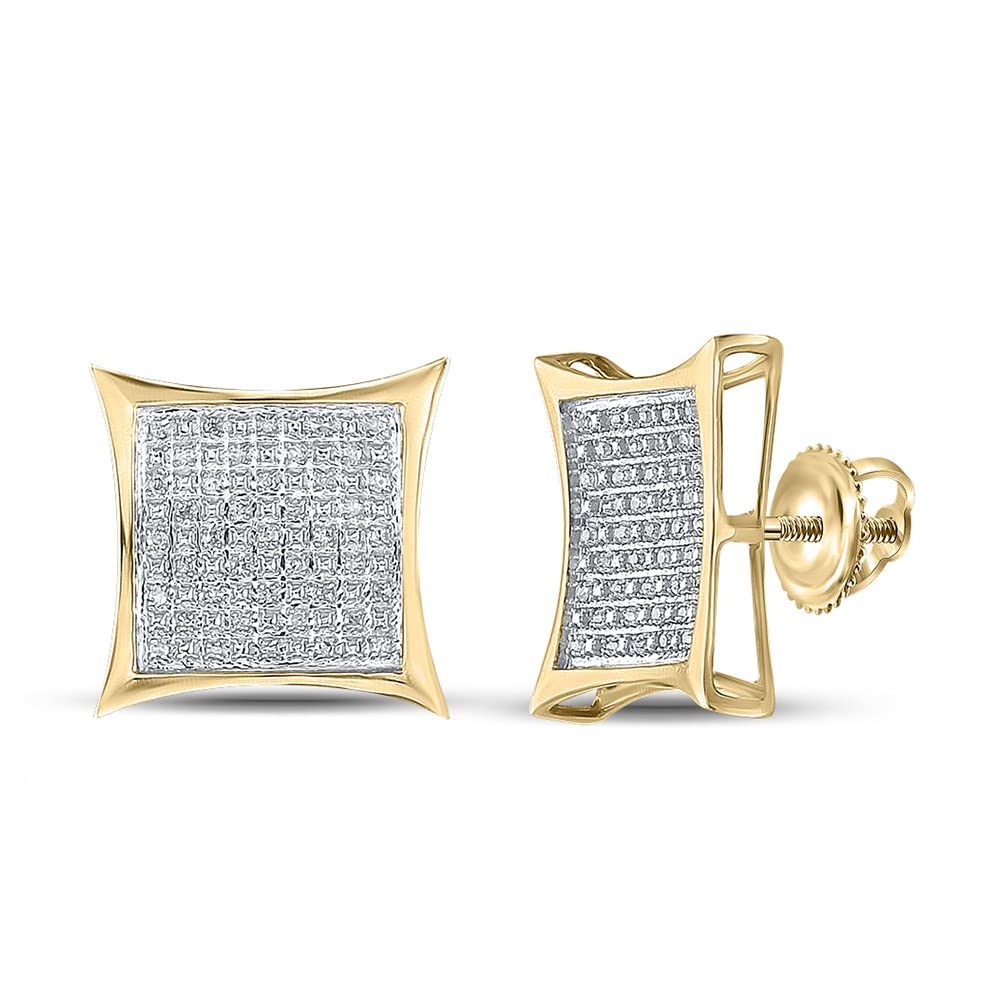Dazzlingrock Collection Pendientes cuadrados de plata de ley para hombre, redondos, de diamantes blancos, de 1/4 quilates, Plata de ley Diamante, diamante blanco redondeado
