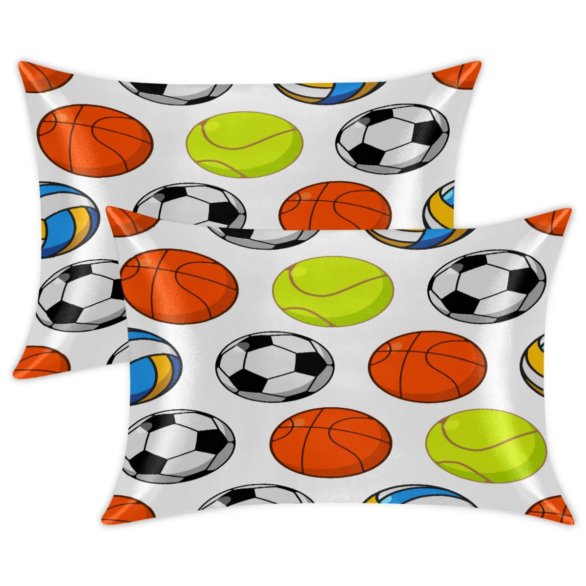 Fundas de almohada deportivas de satén para cabello y piel, paquete de 2 unidades, 50,8 x 101,6 cm, fundas de almohada sedosas con cierre de cremallera, súper suaves, resistentes a las manchas