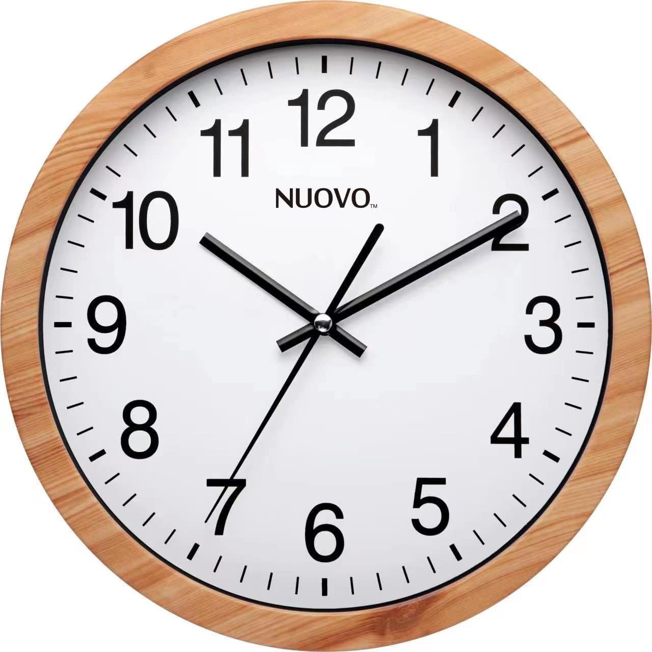 NUOVO Reloj de pared redondo de grano de madera de 40 cm (40 cm)