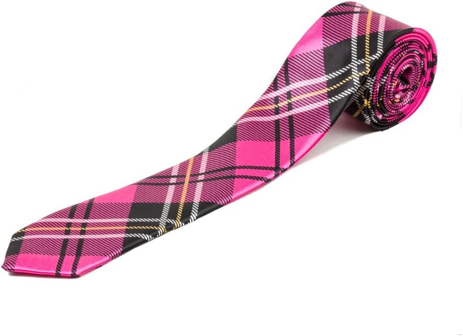 New Hot Pink Tartan Skinny Tie