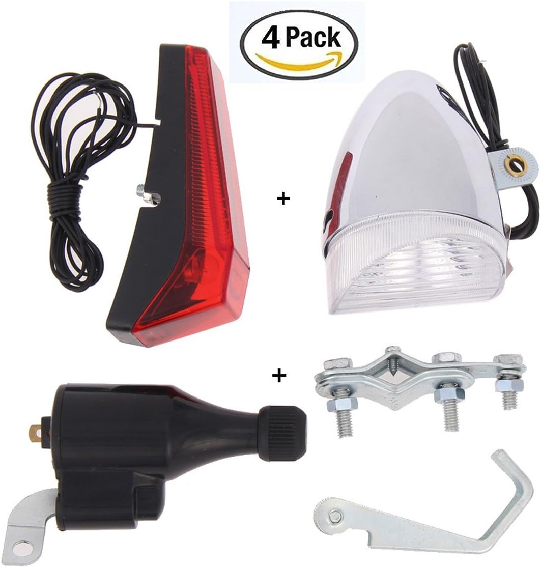 YOSPOSS LED Bike Lights Set Bicycle Waterproof -Cycling Dynamo Powered Headlight and Rearlight Bike Tail Light Bike Light Set Dynamo-Powered