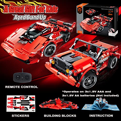 IKIDSUN Ferngesteuertes Bauspielzeug für Kinder, 2.4 GHz Technic RC-Rennwagen,2 in 1 Rennfahrer Bausätze, 351 Teile STEM… – Bild 8