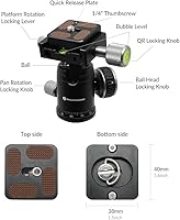 Vista 3 de Trípode de 50 V de perfil bajo para cámara y iPhone, trípode compacto de mesa y viaje con mango de aluminio, compatible con teléfonos inteligentes