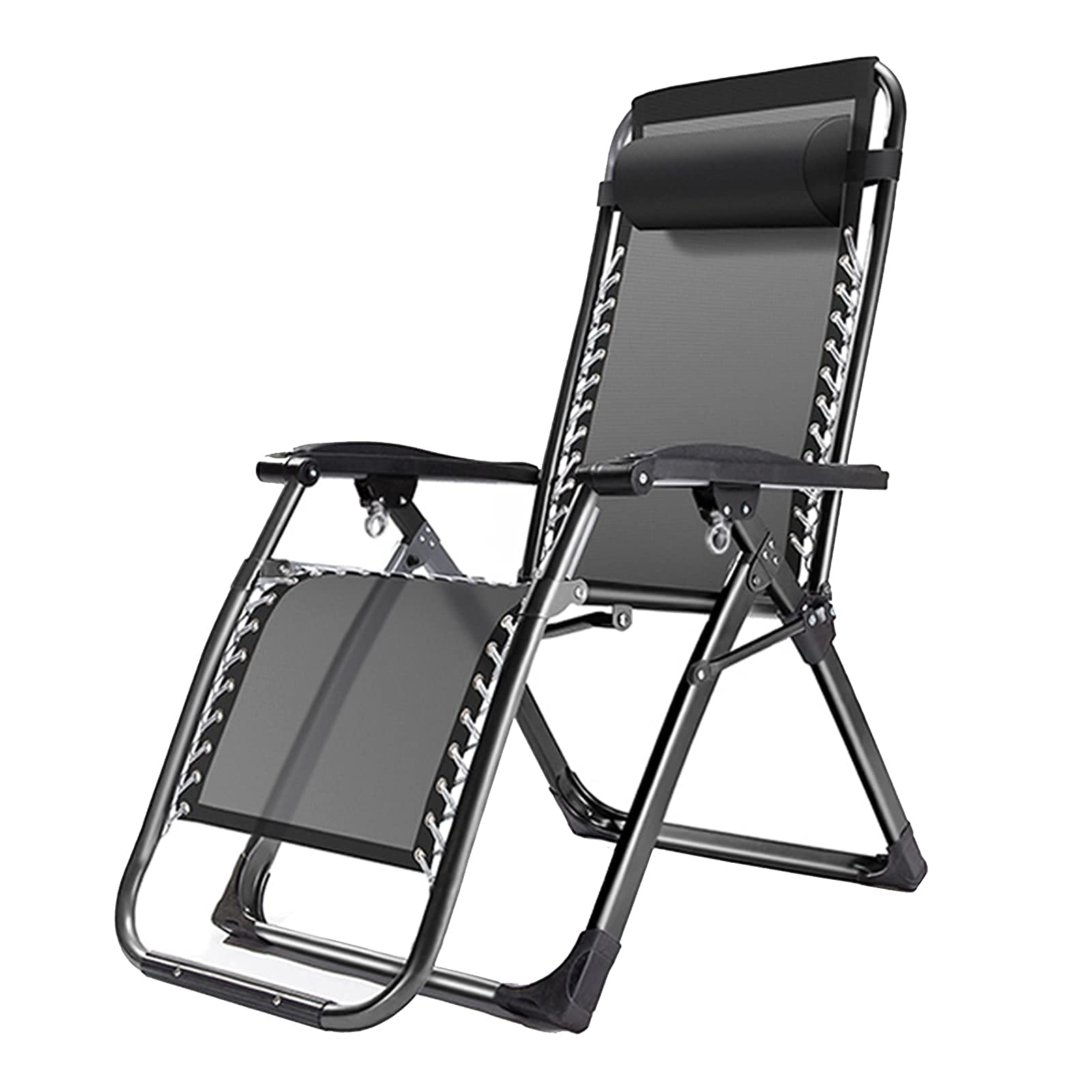 Chaises longues de jardin contre le mal de dos avec dossier inclinable ergonomique noir