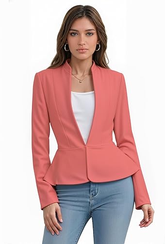 Women's Casual Work Office Elegant Open Front Premium Nylon Blazer