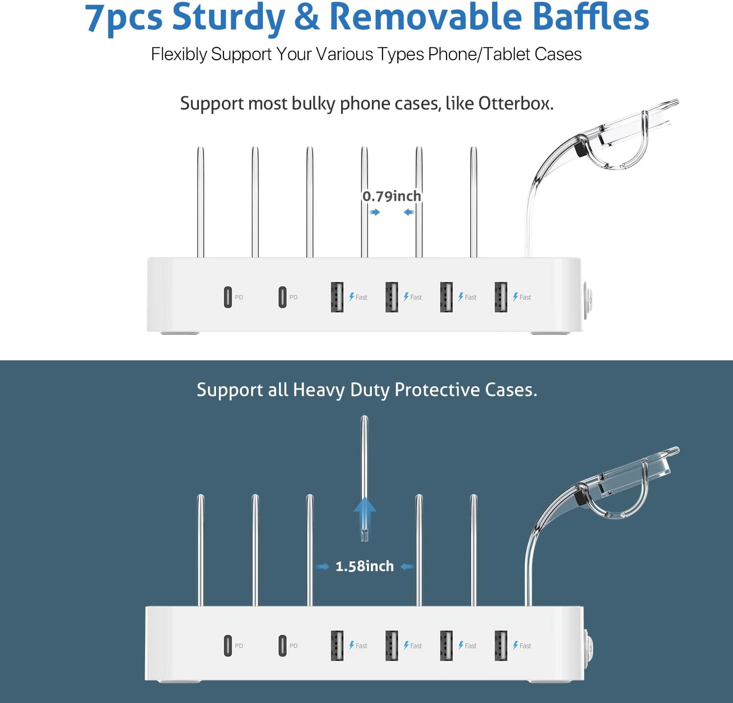 Black Friday Clearance SooPii 6-Port USB-C Charging Station for Multiple Devices,2 PD 20W Fast Charging for lPhone 13/12,8pcs USB Charging Cables and 1pcs Upgraded Holder for iWatch Charger & Airpods Included