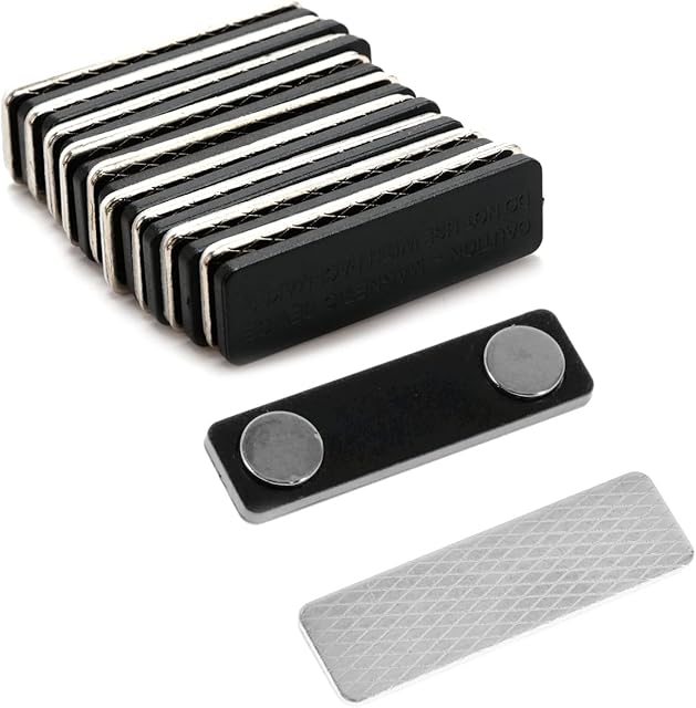 Magnetic Name Badge Holder, DIY Name Card ID Badge Tag Holder with Neodymium Magnet, Strong Adhesive Fastener, for Meeting Office Hotel Arts, Pack of 10 Pairs