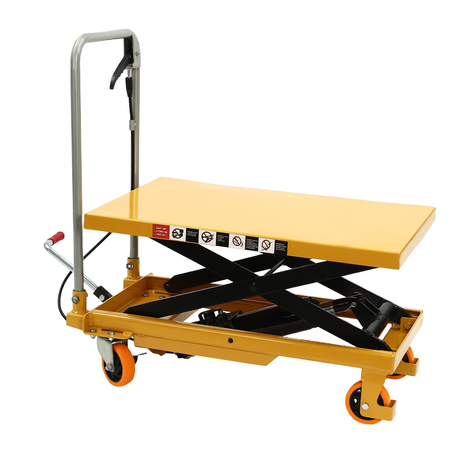 Hydraulic Scissor Lift Table, 500lbs Hydraulic Single Scissor Lift Table with Locking Wheels Foot Pump Transportation Material Handling Machine Elevating Hydraulic Cart for Factories Supermarket