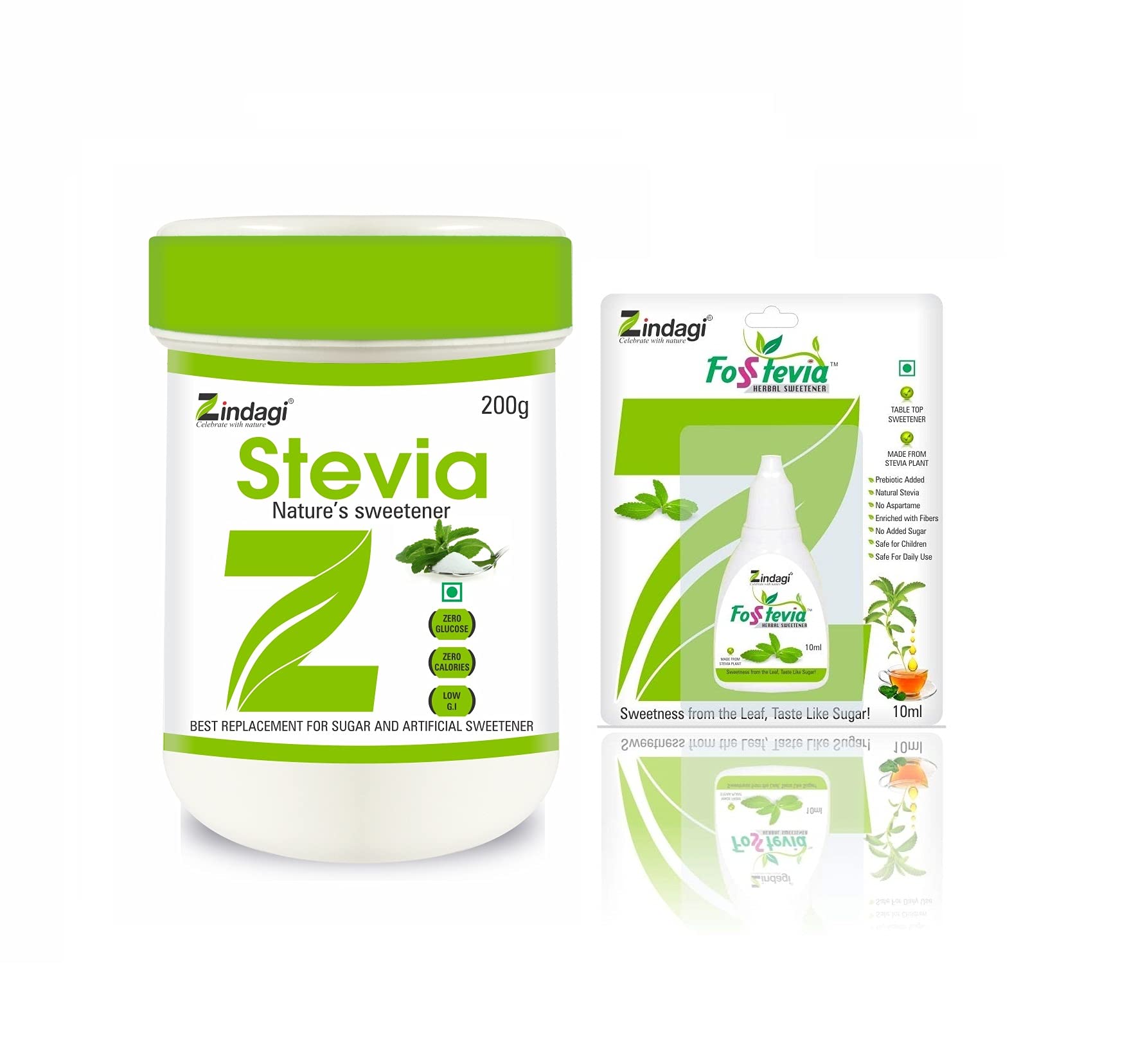 Zindagi Stevia Powder 200GM & FosStevia Liquid - Sugarfree Stevia White Powder - Stevia Drops (Combo Pack) (B07RFM6XK7) Amazon Price History, Amazon Price Tracker