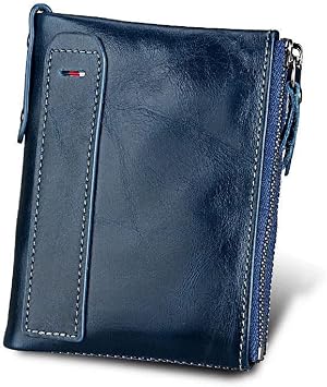 Wallet for Men Purse RFID Travel Wallet, Mens Wallet Oil Wax Leather Short Mens Leather Wallet
