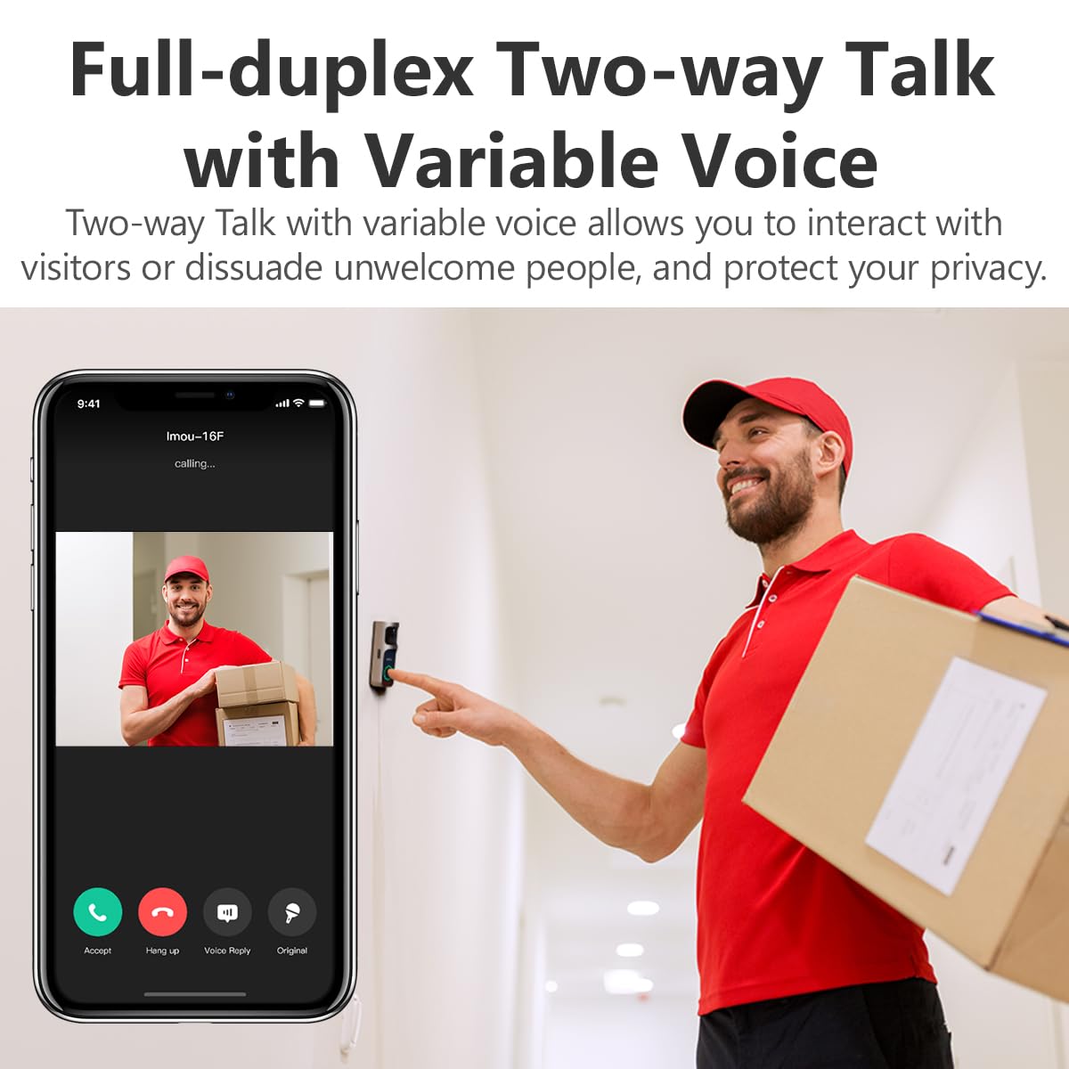 Imou Video Doorbell Set 30°Pan Lens Doorbell Camera Wireless Human Detection Two-way Talk Doorbell Motion Sensor con suoneria Impermeabile, durata della batteria 120 giorni