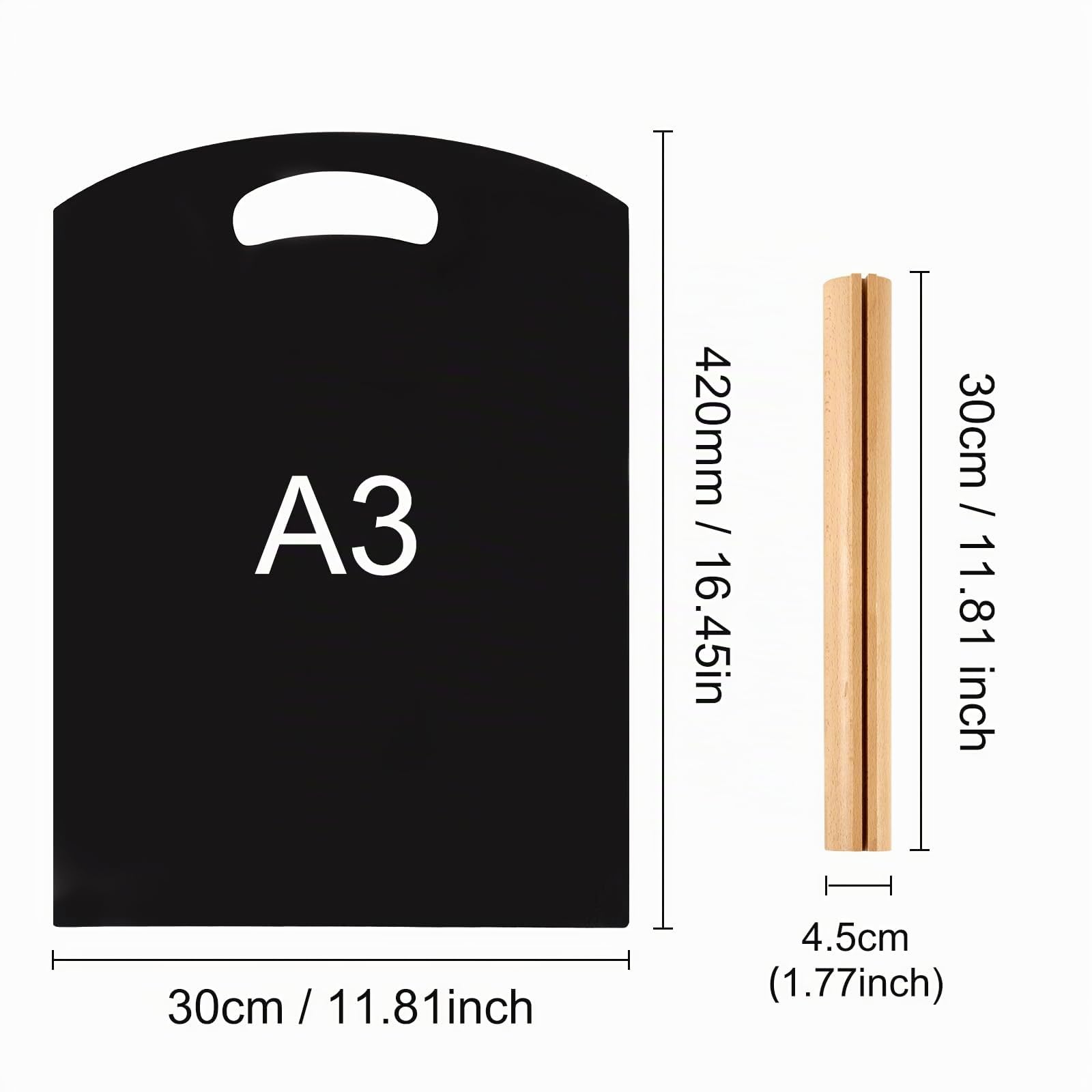 A3 Letreros de Pizarra, 2 PCS Pizarras con Soporte, Pizarra Negra | Doble cara Pizarras Decorativas con Madera, Cartel Pizarra Pequeña, Tableros de Tiza Para Menú, Bodas, Restaurante, Cafe
