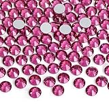 Jollin Glue Fix Crystal Flatback Rhinestones Glass Diamantes Gems for Crafting Nail Art Crafts Decorations Clothes Shoes 4.0mm (ss16 1440pcs, Fuchsia)