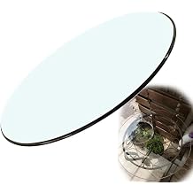 WORDFUN Table Top Tempered Glass Round, Decorative Glass Furniture, Clear and Heavy, Impact Resistants, Solid Glass, for My Barrel Pub Table, Tempered Glass Top