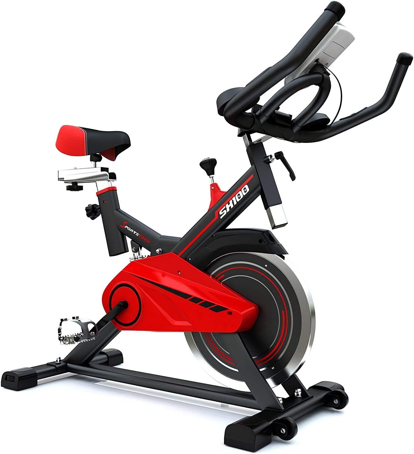 Professional Exercise Bike | Bike for Home with 13KG Flywheel & E-Book | Bicycle with Video Events & Multiplayer App | Home Gym | Indoor Bike up to 120 kg | SX100