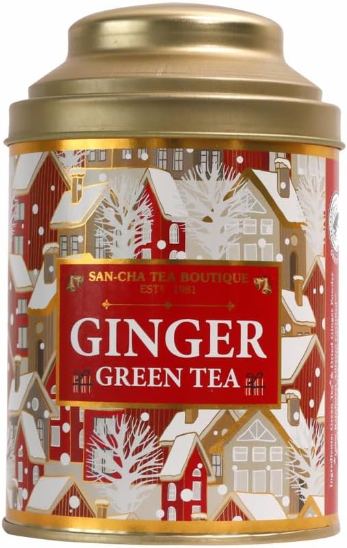 Sancha Tea Boutique, Christmas Edition Ginger Green Tea, 100g Loose Leaves | Limited Edition Holiday Blend | Warming & Antioxidant-Rich Festive Tea