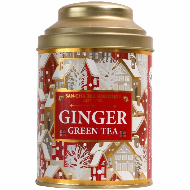 Sancha Tea Boutique, Christmas Edition Ginger Green Tea, 100g Loose Leaves | Limited Edition Holiday Blend | Warming & Antioxidant-Rich Festive Tea