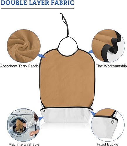 Miniatura 5 de QueenKer Adult Bibs for Eating, Happy Fall Y'all Thanksgiving Pumpkin Waterproof Clothing Protector Washable Adult Bib with Crumb Catcher for