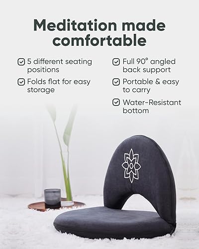 Miniatura 4 de Mindful Modern Silla de meditación  Silla de piso ajustable con soporte de respaldo  Asiento acolchado para apoyo de postura y comodidad  Plegable