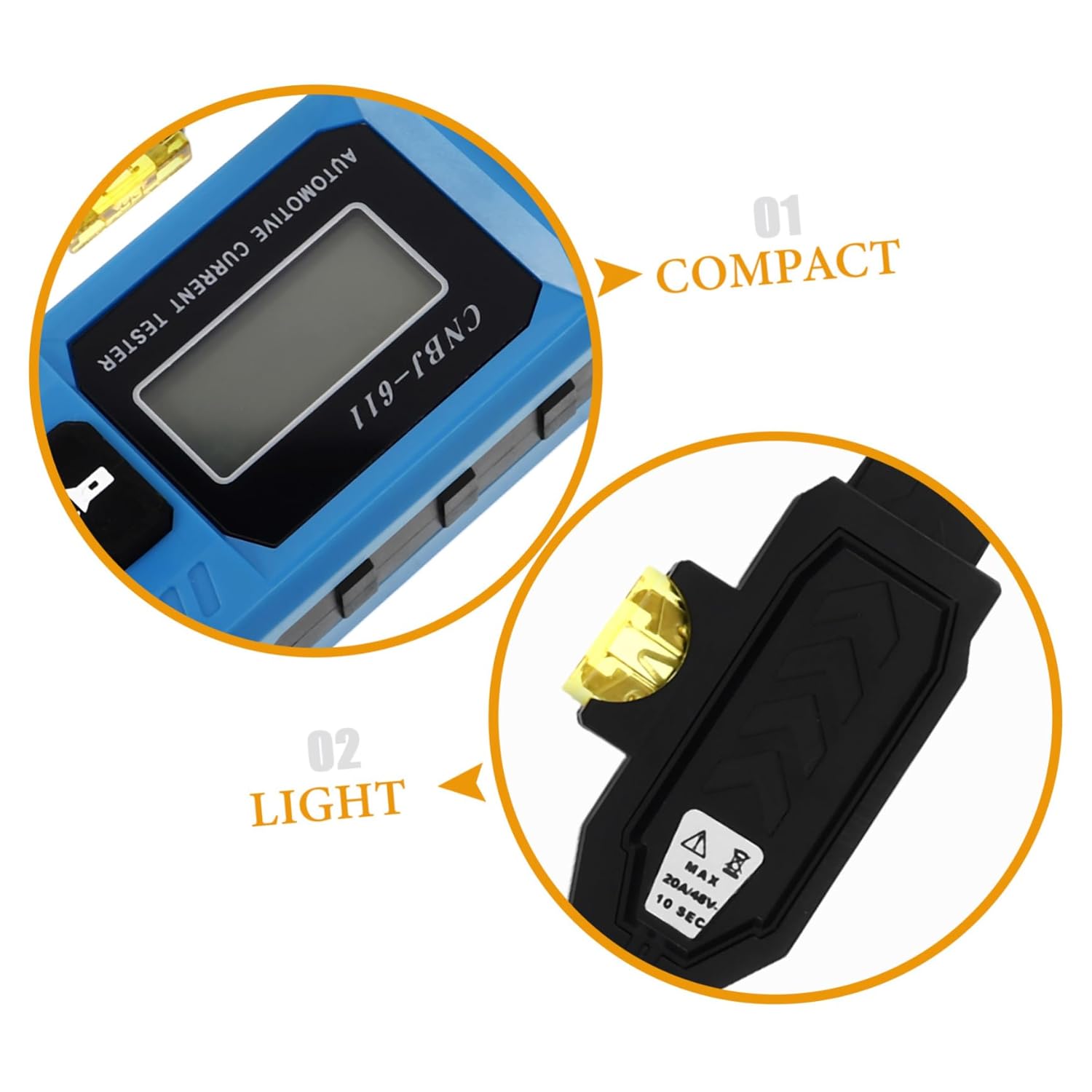Luxshiny Detector Electric Vehicle Fuse Tester Digital Amp Fuse Leak Detection Compact Battery Tool