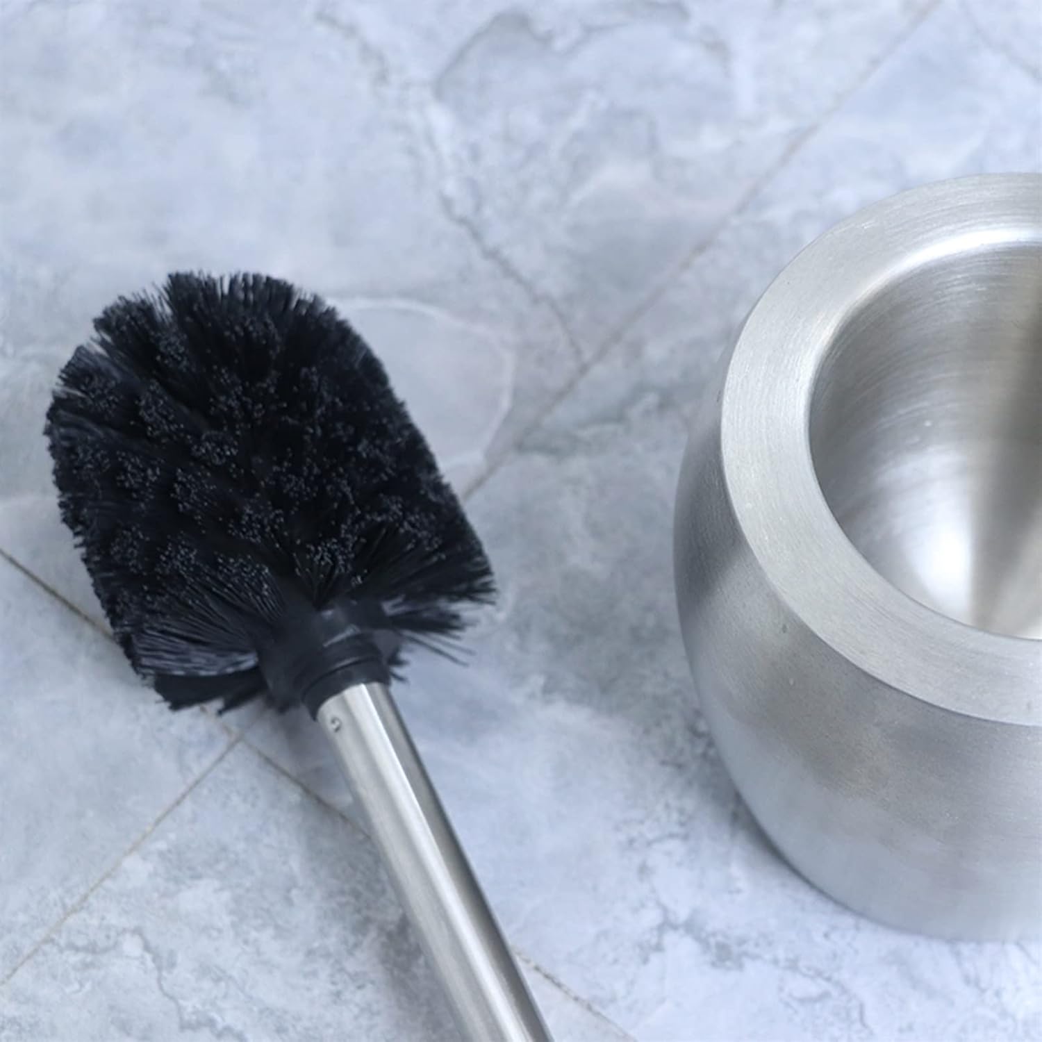 Toilet Brush Holder Toilet Brush,and Holder 2 Pack,Stainless Steel Toilet Bowl Brush Double-Layer Thickened More Ventilation,Toilet Brush Clean Set with Long Handle Toilet Brush Holders(B)