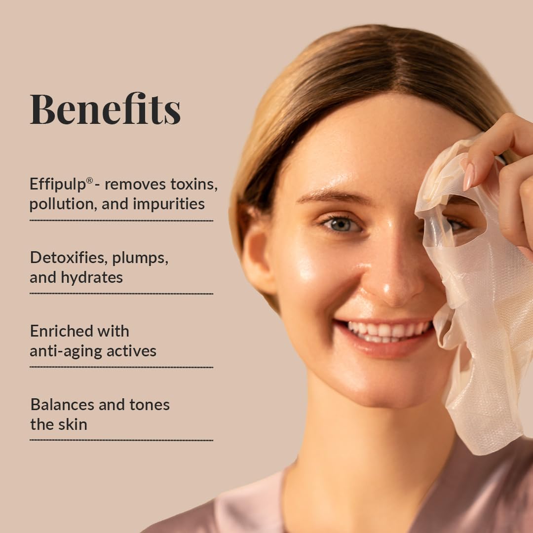 LuxaDerme Korean Detox Bio-Cellulose Face Sheet Mask with 84% Lotus Water | Anti-Pollution Mask to Detoxify & Purify Skin | Deeply Hydrates, Plumps & Restores Healthy Glow | Vegan Skincare for Men & Women 1