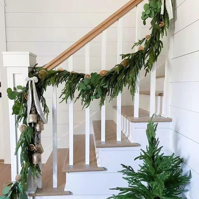 6 Ft Christmas Garlands Artificial Norfolk Pine Garland, Real Touch Green Faux Greenery Garland for Table, Mantle, Wall, Indoor, Outdoor Winter Christmas Decorations - Image 7
