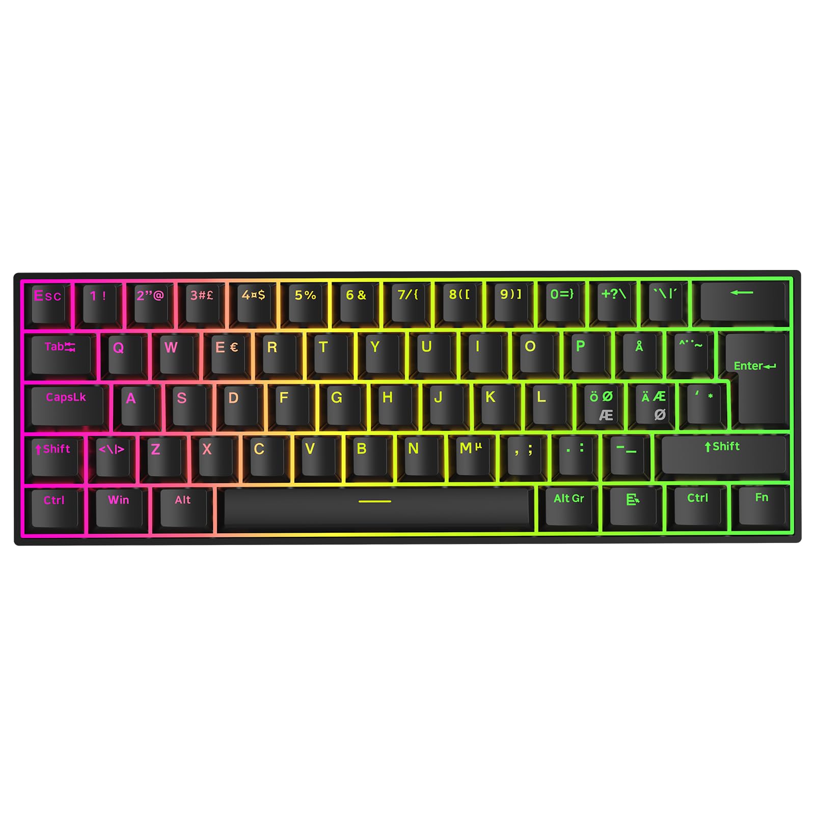MCHOSE Ace60 Pro Nordic-ISO HE, klawiatura magnetyczna dla graczy, przewodowa klawiatura gamingowa 60%, 8K RapidTrigger, magnetyczny przełącznik Halla 128K, dokładność 0,01 mm, RGB, Touch PBT, SOCD i