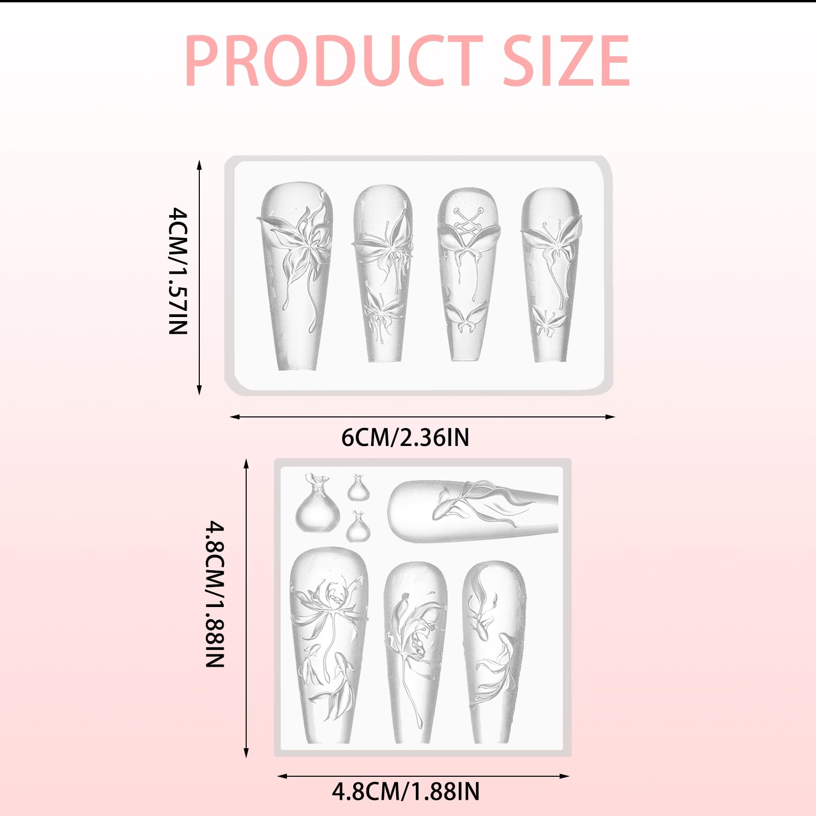 NICENEEDED 2PCS 3D Lotus Flower Nail Art Mold, Silicone Carving Template, Floral Blossom Petals Nail Decor Supplies Accessories for DIY - Image 2