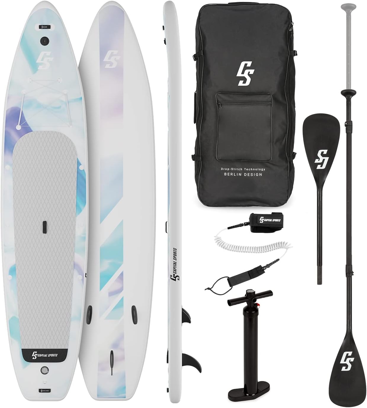 Capital Sports Tabla Paddle Surf Hinchable, Bolsa de Transporte, Adultos y Niños, Remo Ajustable Fibra Vidrio, Hinchador Sup, Tabla Padel Surf con Accesorios