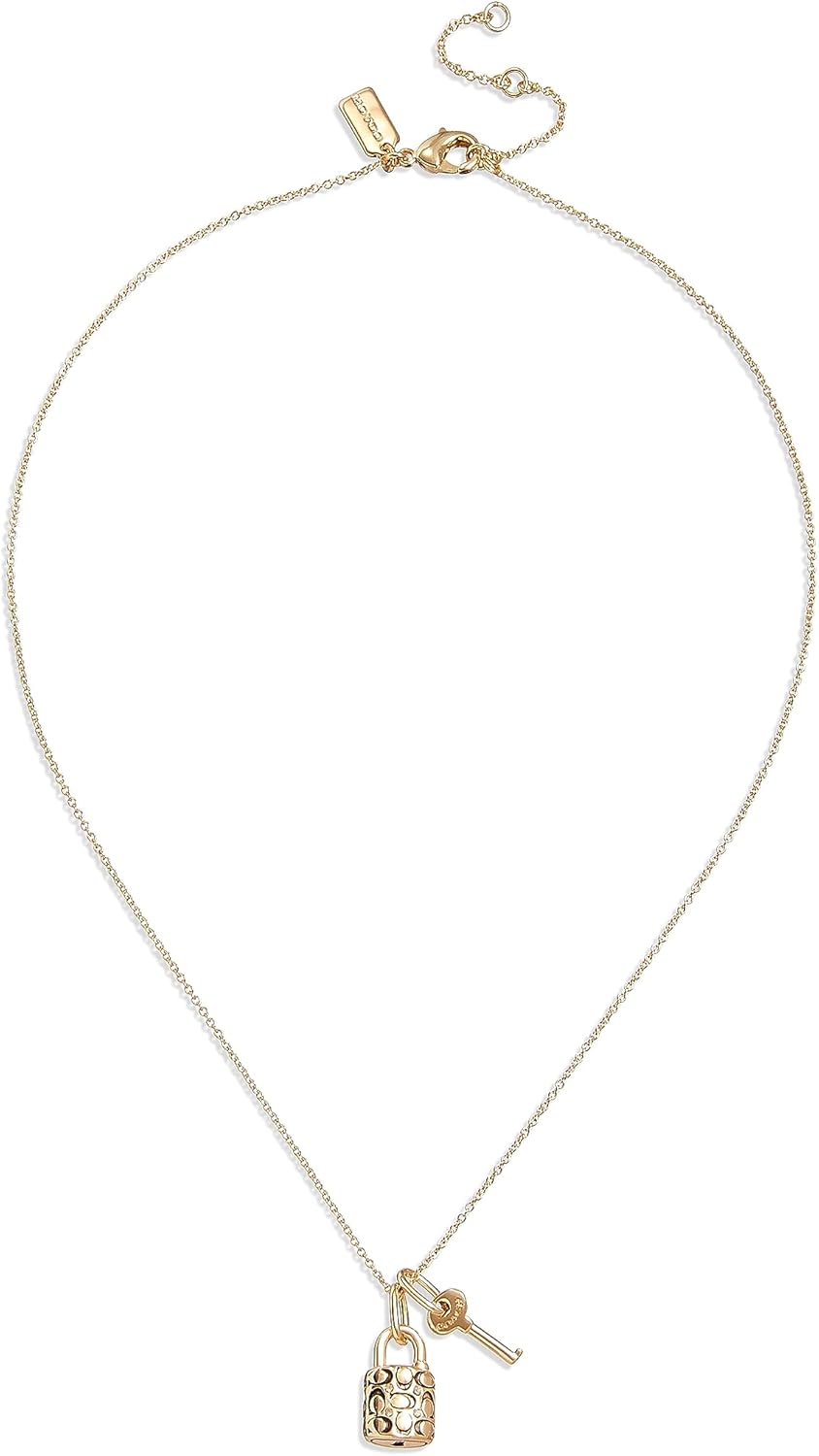 COACH Women's Quilted Padlock & Key Necklace - Image 2