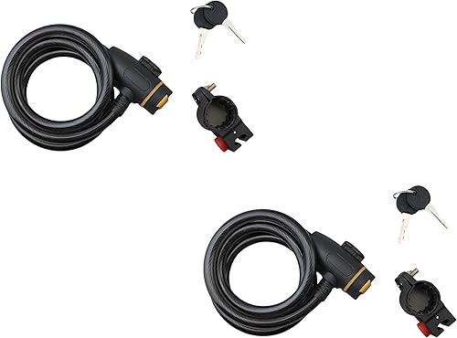 Candado de bicicleta (paquete de 2) con dos llaves y soporte de montaje, cable de seguridad multiusos de 0.453 in x 47 pulgadas para bicicletas,