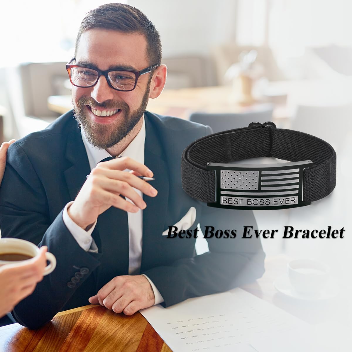 Boss Day Gifts for Men, American Flag Elastic Stretch Strap Bracelet Jewelry, Birthday Christmas Appreciation Thank You Gifts for Boss Male - Image 7