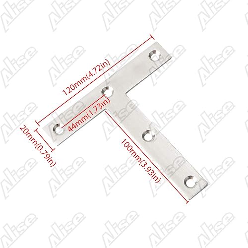 Miniatura 2 de Alise Placa de reparación de forma plana "T" de acero inoxidable para reparación de placa de unión de soporte de soporte 4.724 in x 4.724 in, 8