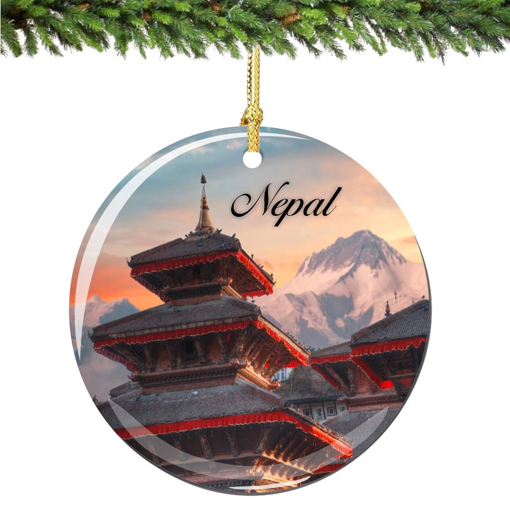 Porcelaine Népal pour Noël : suspension haut de gamme de 7 cm
