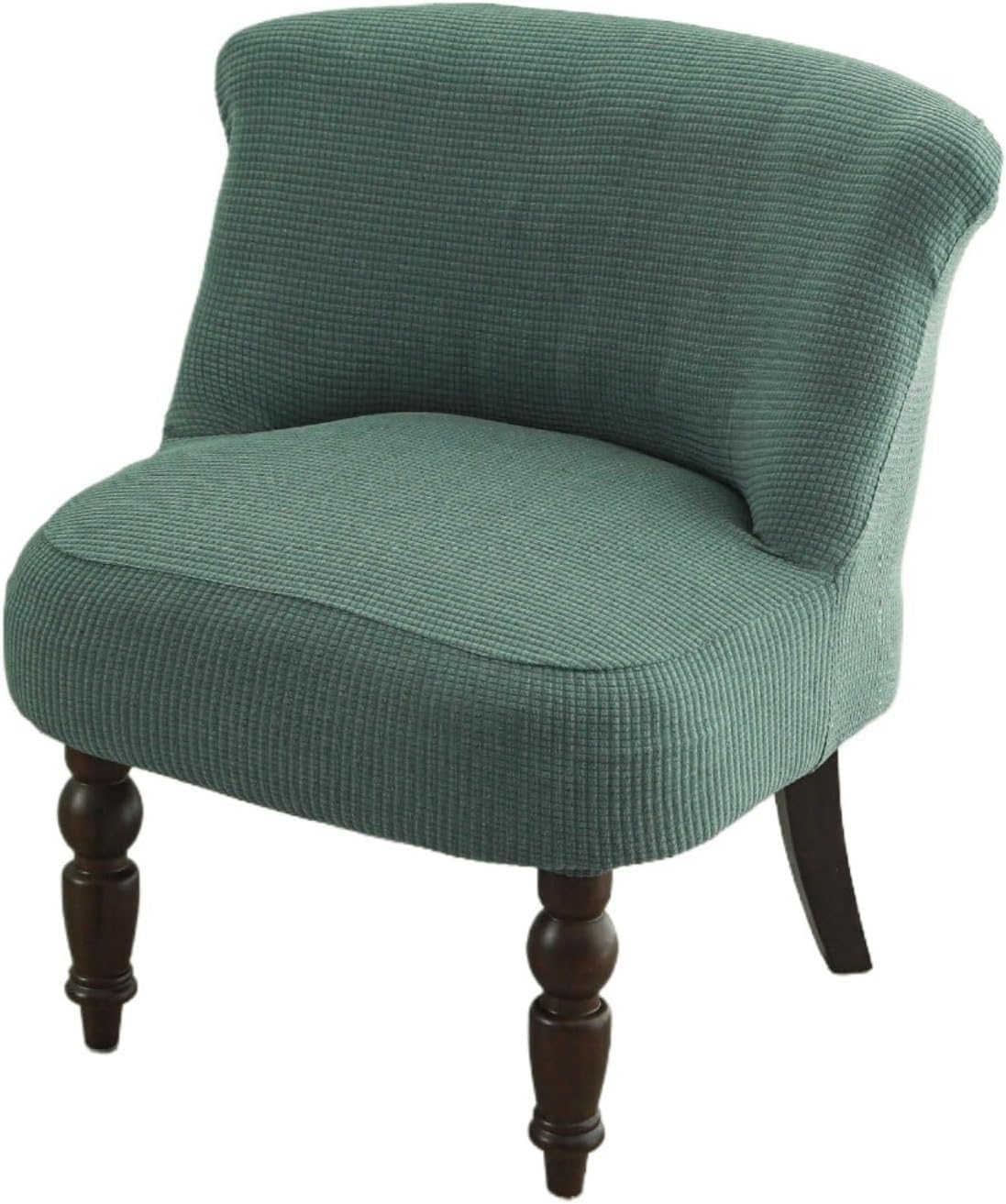 Stretch Armless Chair Slipcover, Jacquard Waffle Knitted Furniture Protector Cover, Anti-Slip Pet Friendly Removable Washable Slipcover For Living Room, Accent Chair, Hotel, Caf(Cyan)