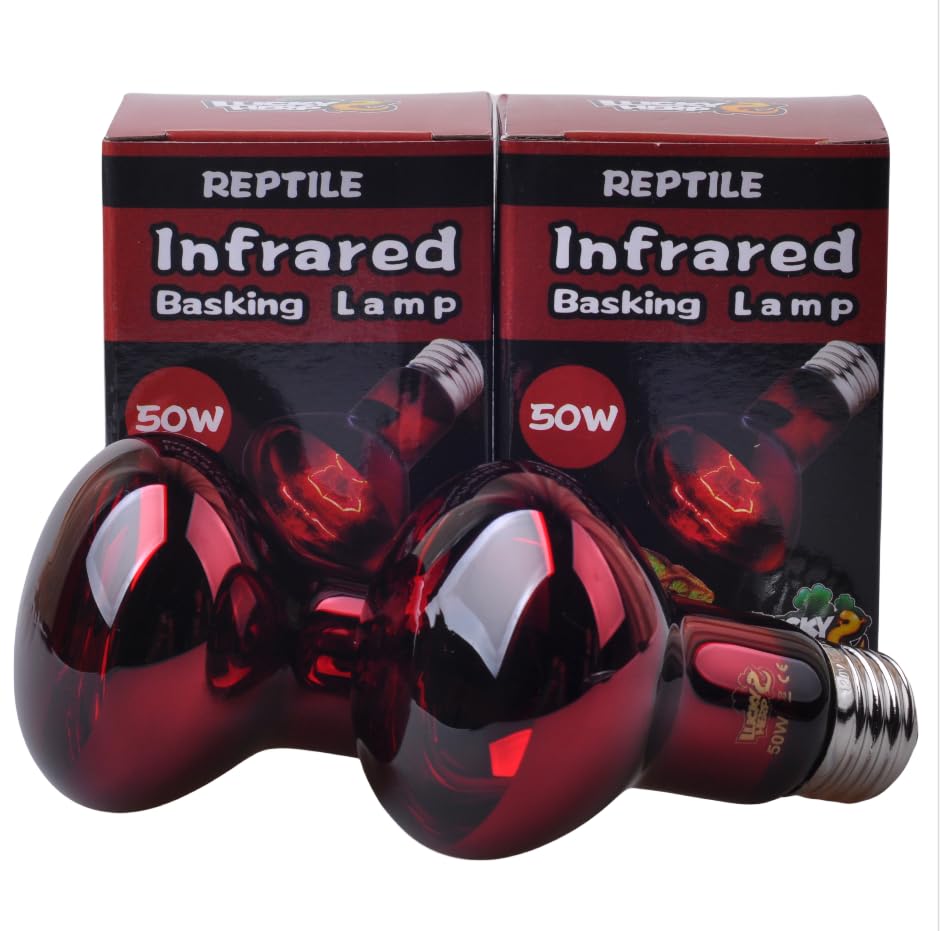 LUCKY HERP Reptile Infrared Basking Bulb,Terrarium Lighting Lamp,2-Pack (50, Watts)