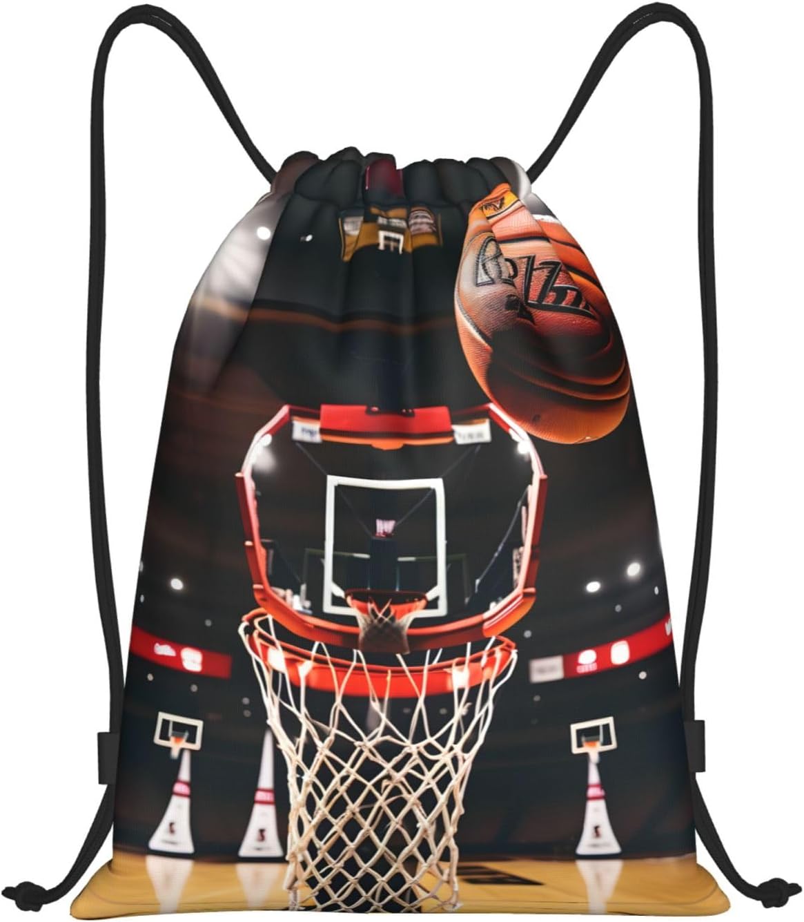 Basketball print Drawstring Backpack for Women, Drawstring Gym Bag for Men, Pull String Sport Bag for Soccer