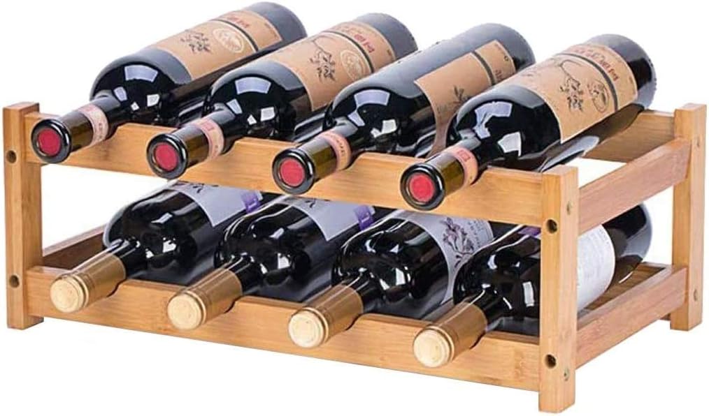 Riipoo Wine Rack Countertop, Wine Racks Shelf, Wine Bottle Holder for Pantry Cabinet Bar, Refrigerator, 2 Tier