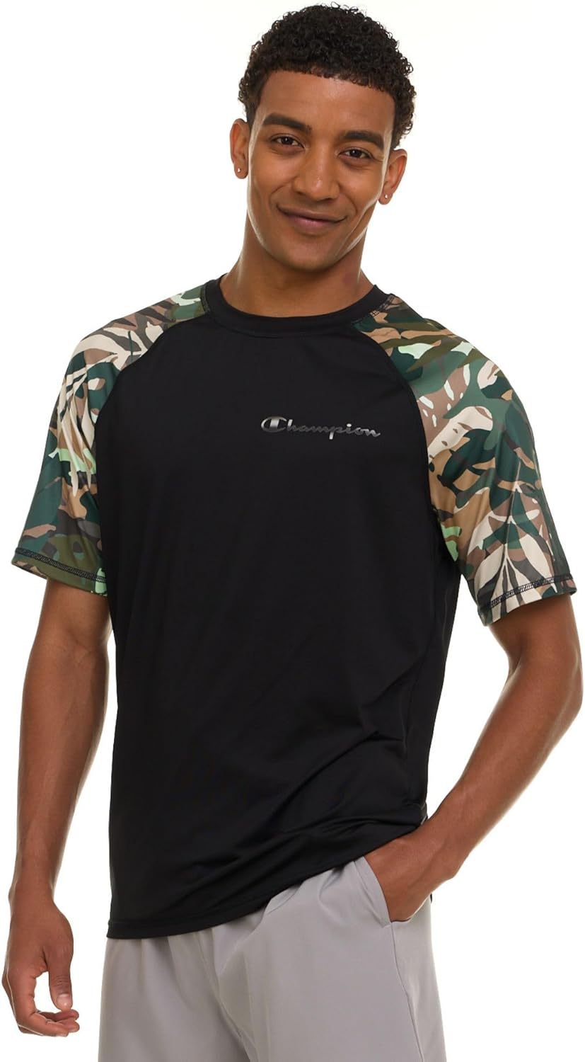 Champion Rash Guard for Men Short Sleeve, Mens Swim Shirt, Sun Shirt UPF+ 50 UV Protection, SPF Quick Drying Rashguard - Image 2