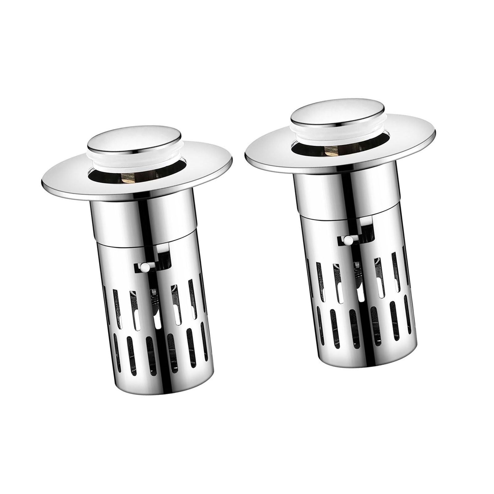 Bathroom Sink Popup Drain Stoppers with Hair Catcher Removable Steel Strainer Basket Press Type Sink Stoppers for House Hair Catcher Drain