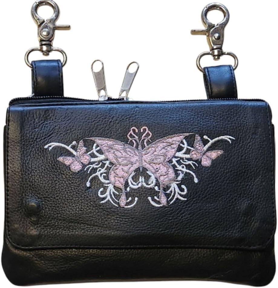 Hip Purse For Women Leather Clipon Purse for Biker Fanny Pack Waist Pack Motorcycle Leg Bag Leather Belt Pouch Crossbody Belt