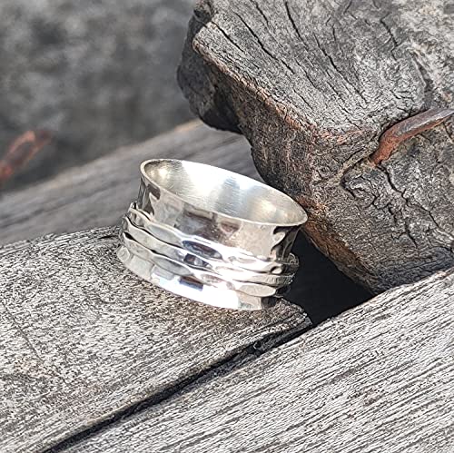 925 Sterling Silver Ring, Hallmark Ring Fidget Ring, Worry Ring, Anxiety Ring, Sterling Silver Band, Pure Silver Spinner Ring4