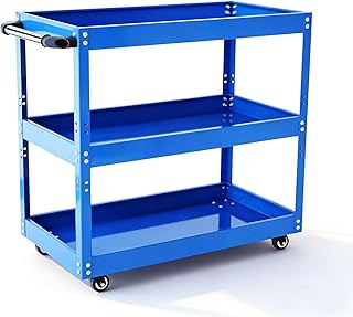 3-stufiger rollender Werkstatt-Rollwagen – Hochfester Metall-Utility-Shopwagen, Organisator für Mobile Werkzeuglagerung, Kleiner Servicewagen für Wartung, Garage, Mechaniker, Industrie