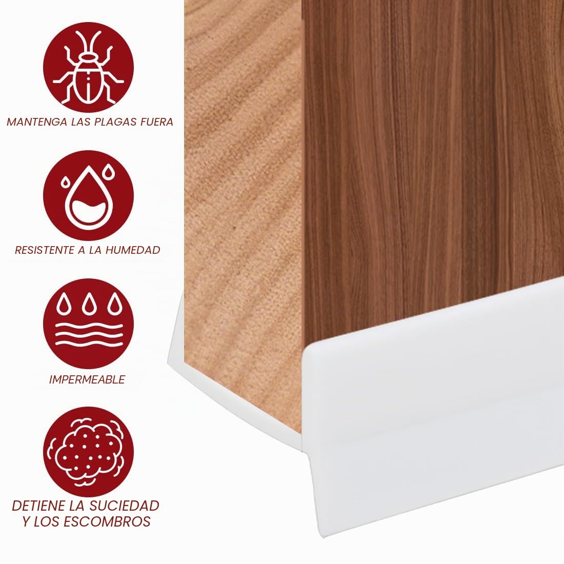 RANJIMA 5M Perfil de zócalo Perfil de embellecedor de zócalo para 18mm 19mm de espesor de madera, tira de zócalo de cocina Blanca Perfil de sellado de zócalo de cocina con labio de sellado para zócalo