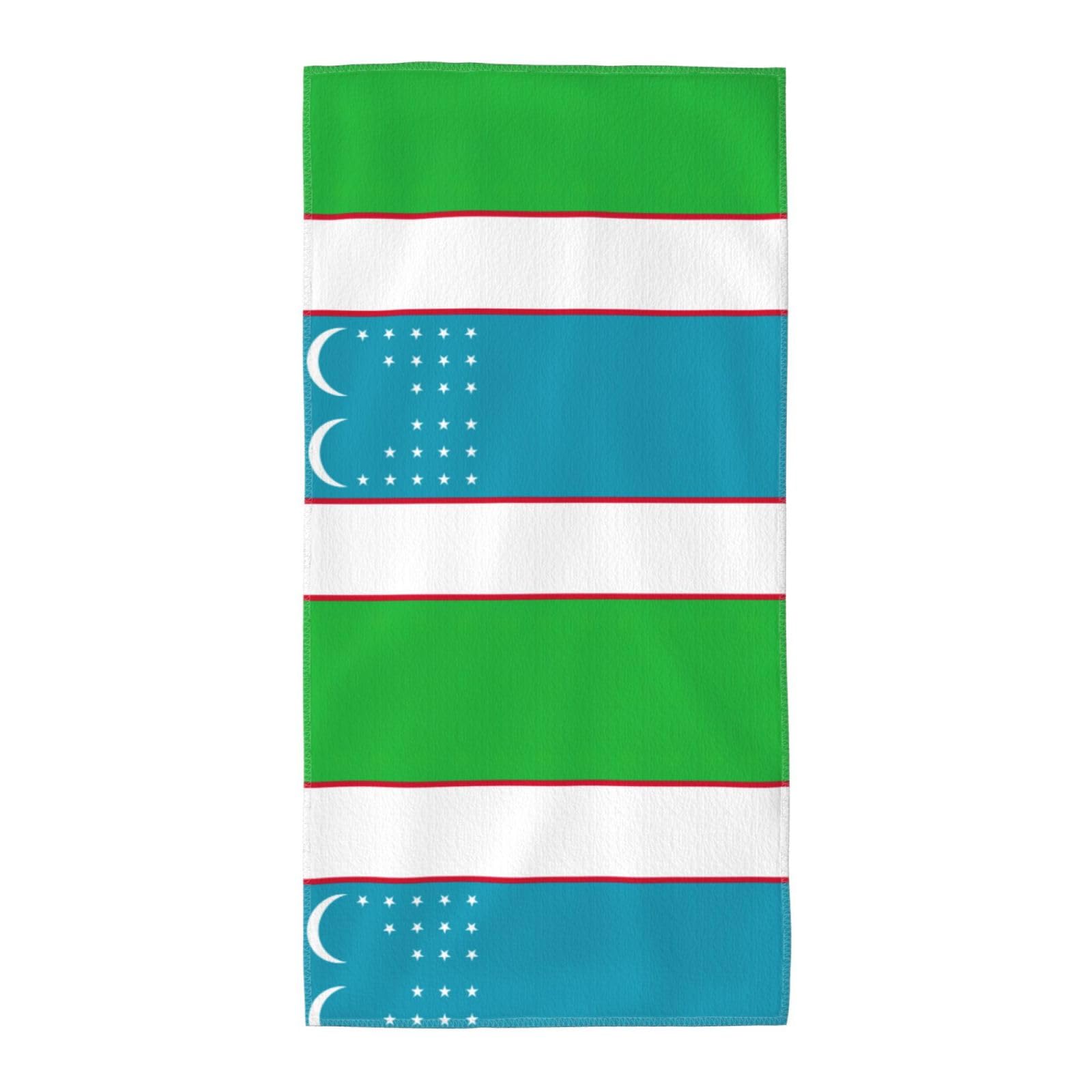 TTIGLHOH Flag Of The Republic Of Uzbekistan Stylish Printed Long Towel Quick Drying For Gym Camping Daily Use