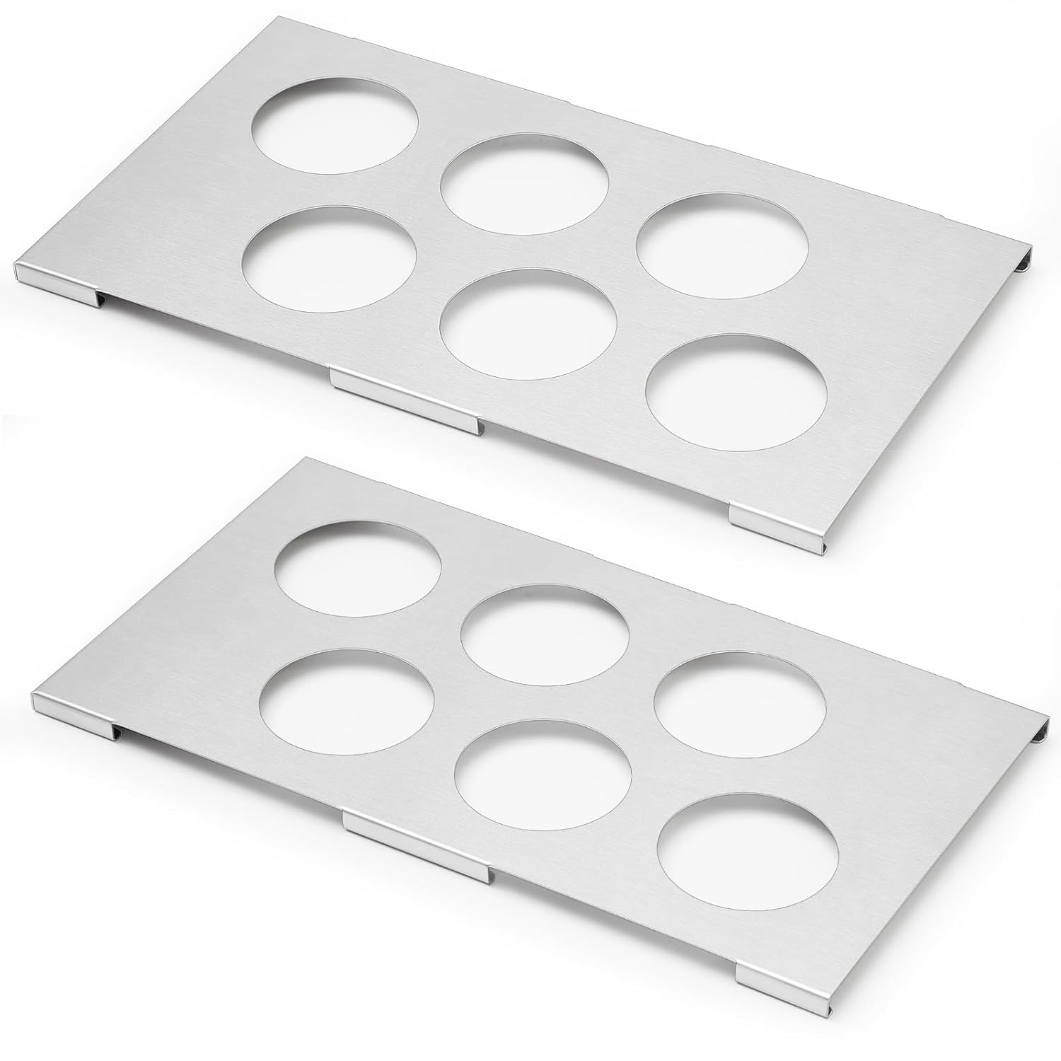 LemonRoad 2 Pack 6 Hole Stainless Steel Squeeze Bottle Template Fits 1/3 Size Food Pan Holds Six 63mm Diameter Bottles for Restaurant Kitchen Sauces Dressings or Condiments Convenient Storage