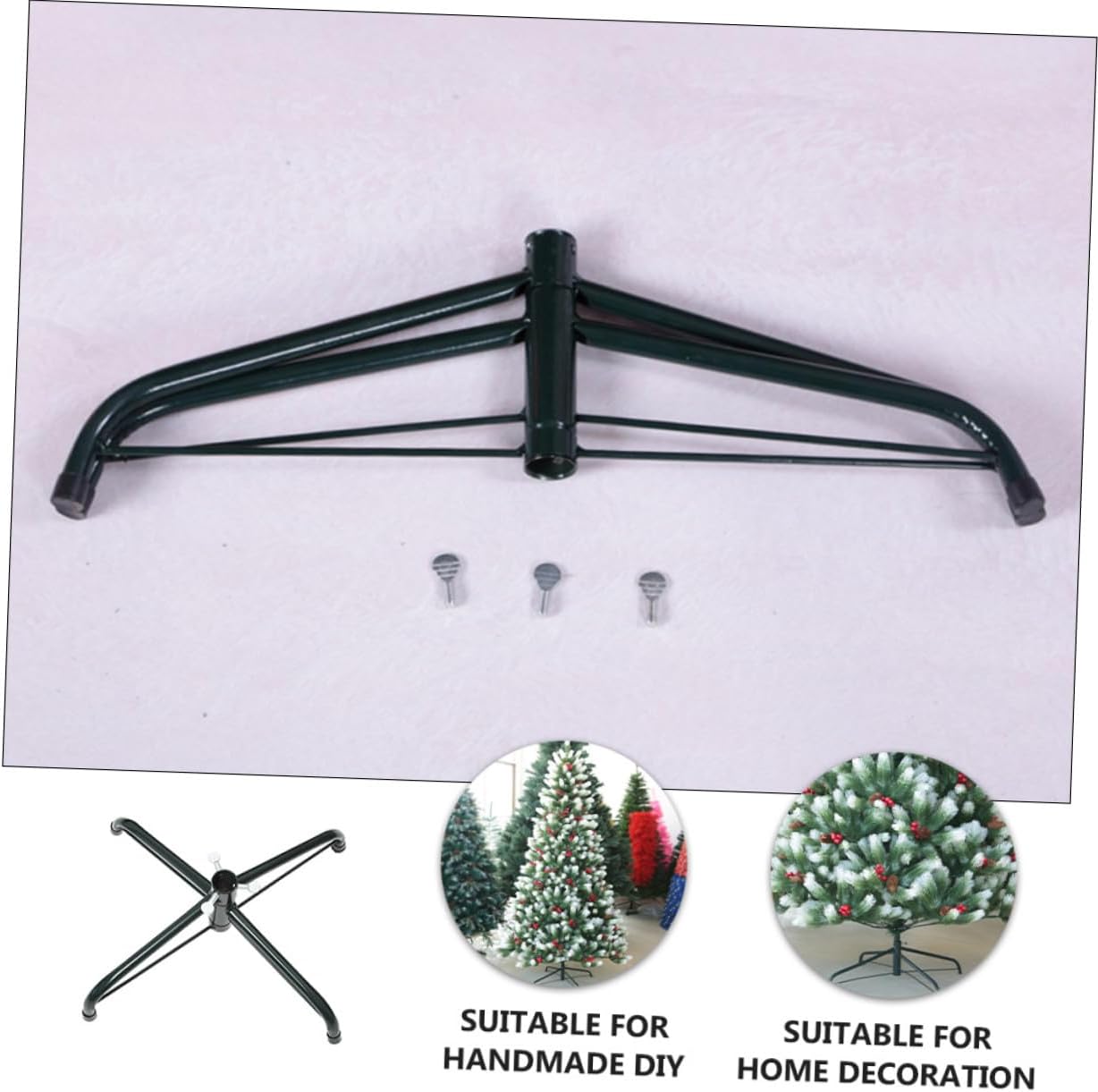 Milisten 2pcs Christmas Tree Bases Metal Four-Legged Xmas Tree Stand Support Brackets 40cm + 35cm for Home Holder Seasonal Décor