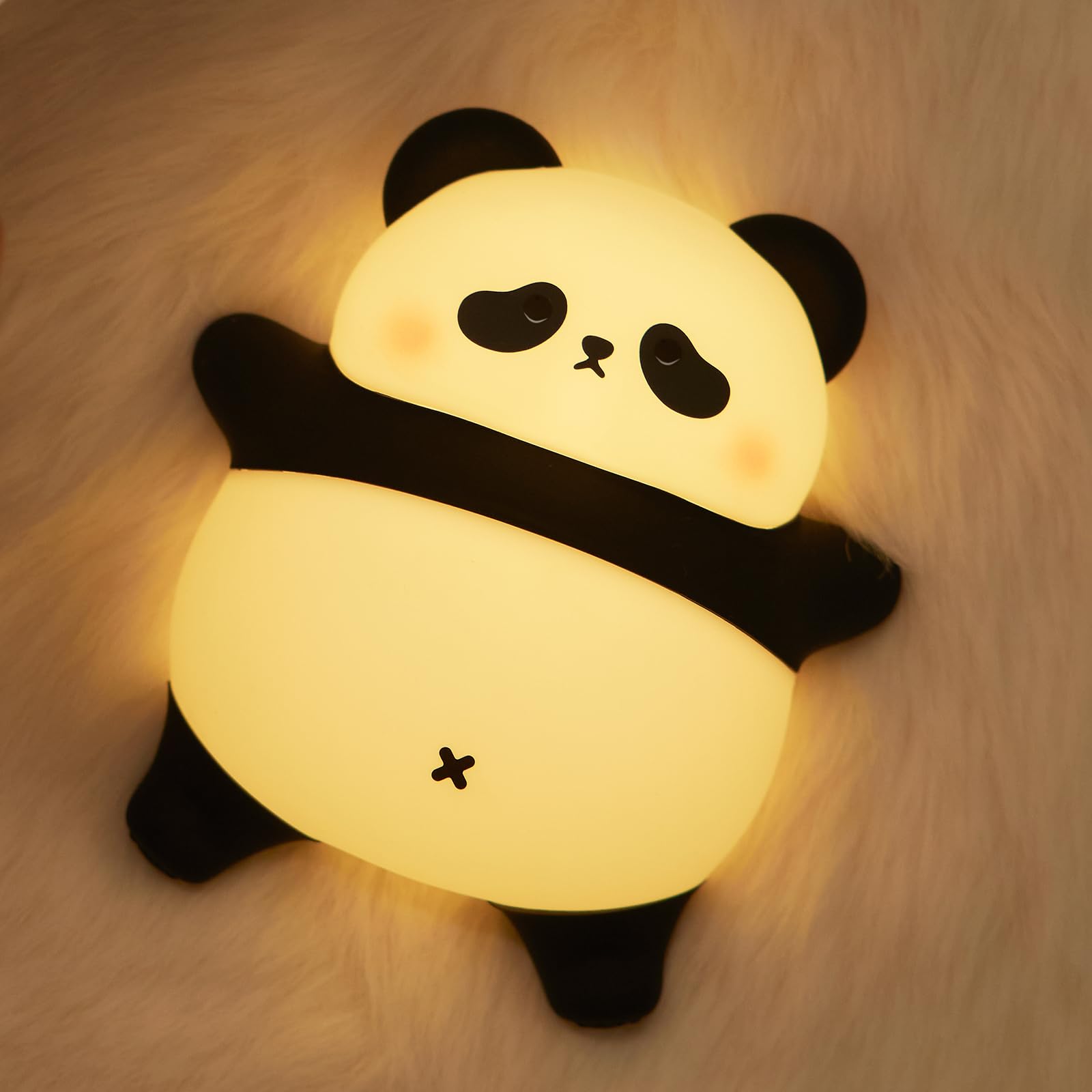 QIRAHQI Panda Luce Notturna Bambini, Ricaricabile USB Con Comandi Touch, 3 Livelli Di Luminosità, Timer Di 30 Minuti, Lampada Panda In Silicone, Lampada Da Comodino Per Decorare La Stanza Dei Bambini