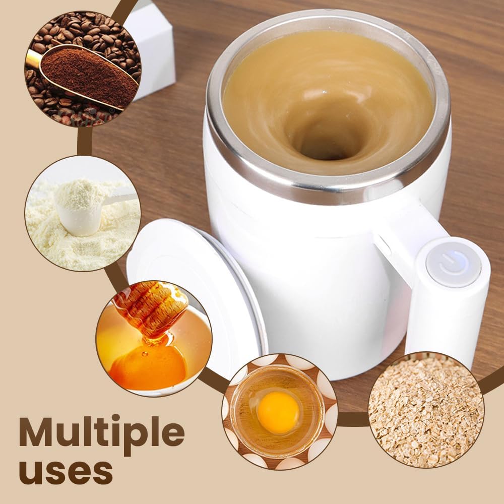 Drkicsy Automatic Magnetic Stirring Coffee Mug, 400ML Coffee Mug Electric Stirring Magnetic Coffee Cup with Lid, Magnetic Automatic Mixing Cup Electric Mixing Mug for Coffee Milk Tea (B- Black)